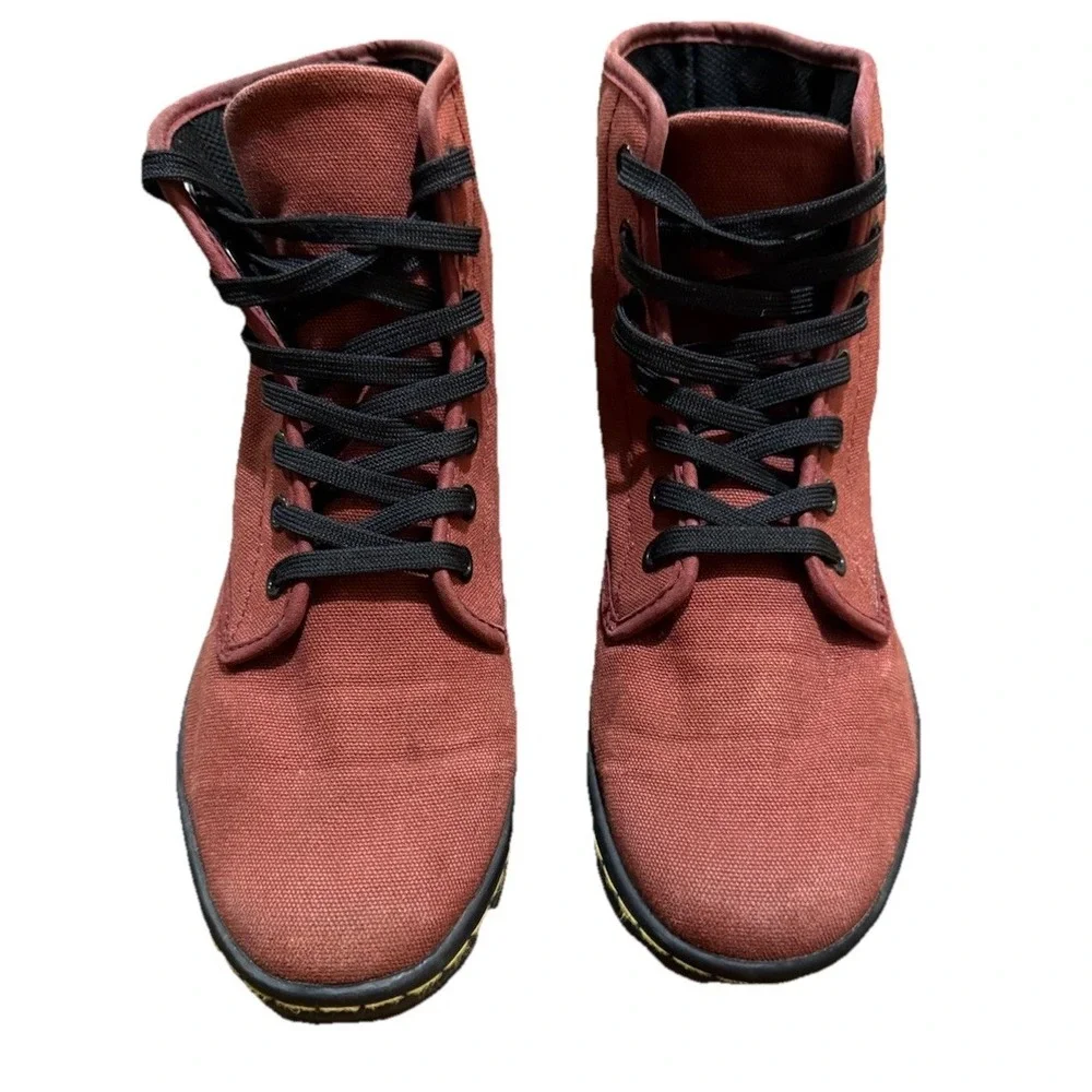 Dr. Doc Martens Shoreditch Maroon Red Canvas‎ Boots Shoes - Women's Size 6